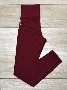 Women’s High-Waist Leggings with Side Pocket - Burgundy